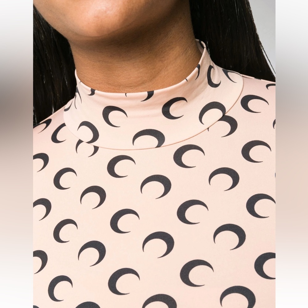 MARINE SERRE β’ Moon Print Turtleneck Second Skin Top - Picture 6 of 16